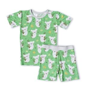Little Sleepies 2-T green koala print 2-pc short sleeves and shorts pajama set
